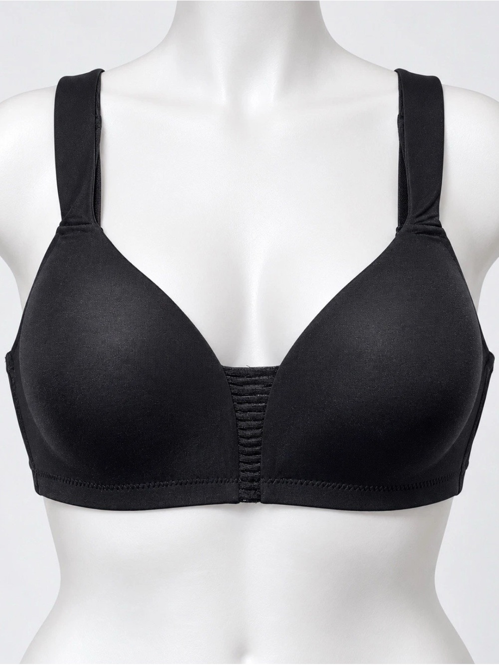 Breezies Lazy Day Seamless Wirefree Contour Support Bra Black 36B A724111